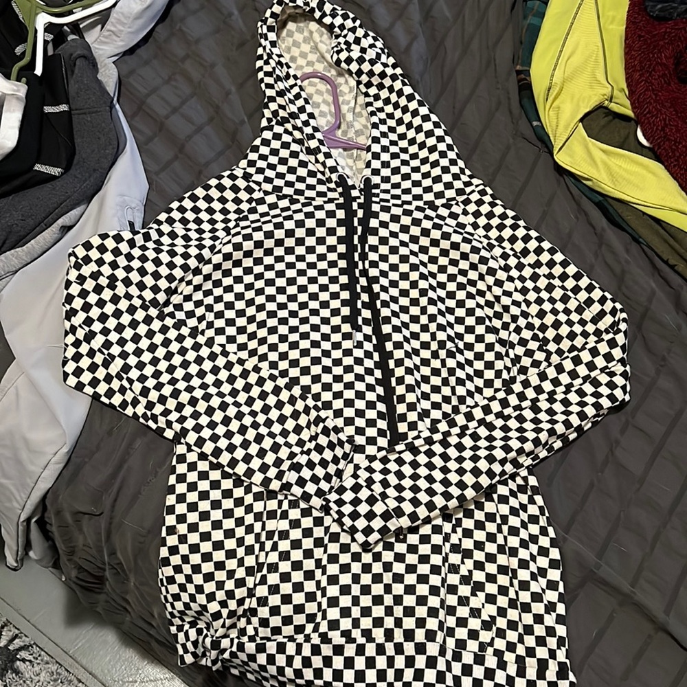 Black and White Checkered Hoodie (never worn)